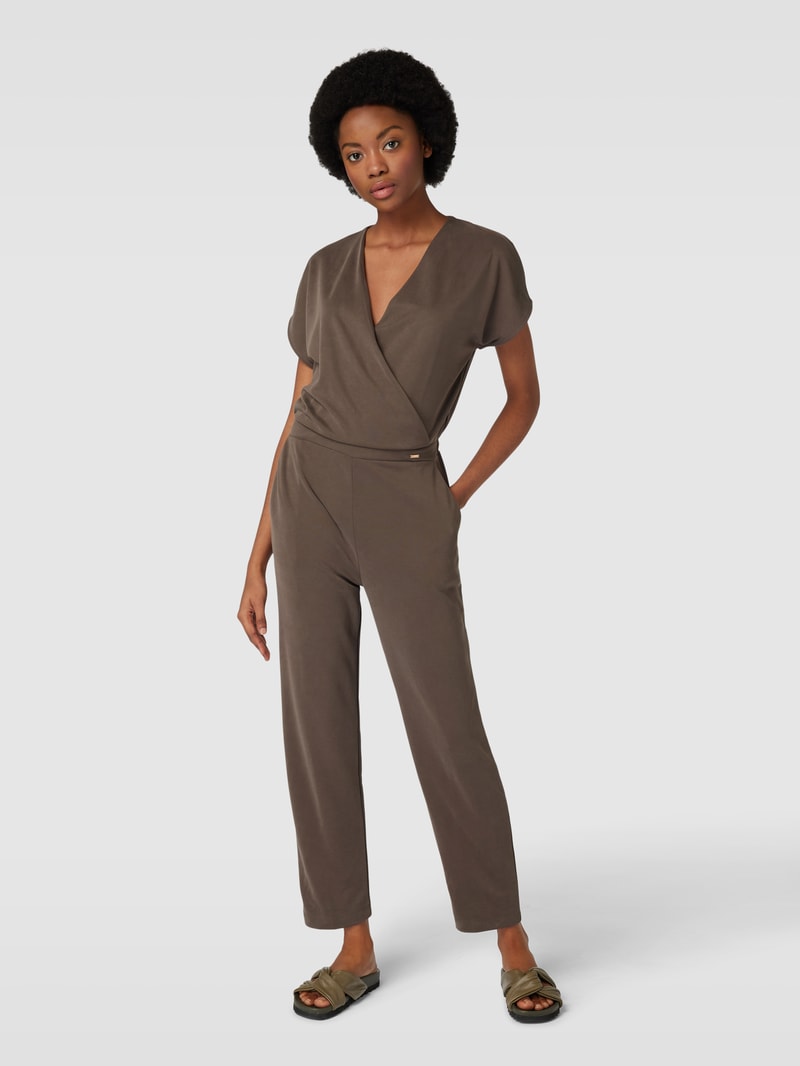 Jumpsuit mit V-Ausschnitt Modell 'BALO' in mittelbraun
