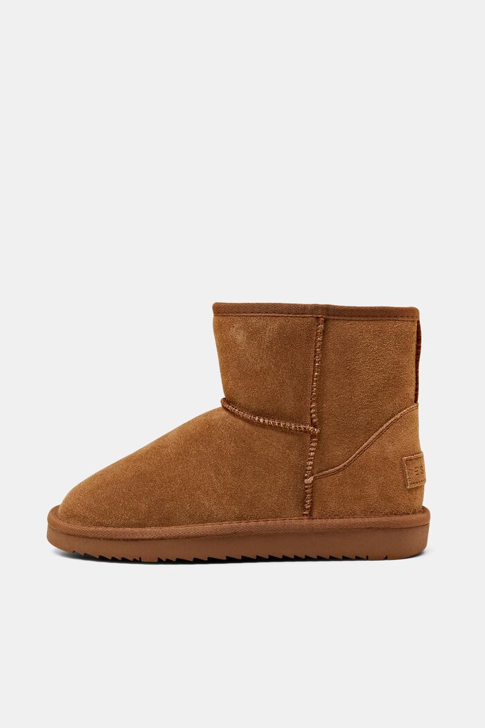 Veloursleder-Boots mit Kunstfellfutter