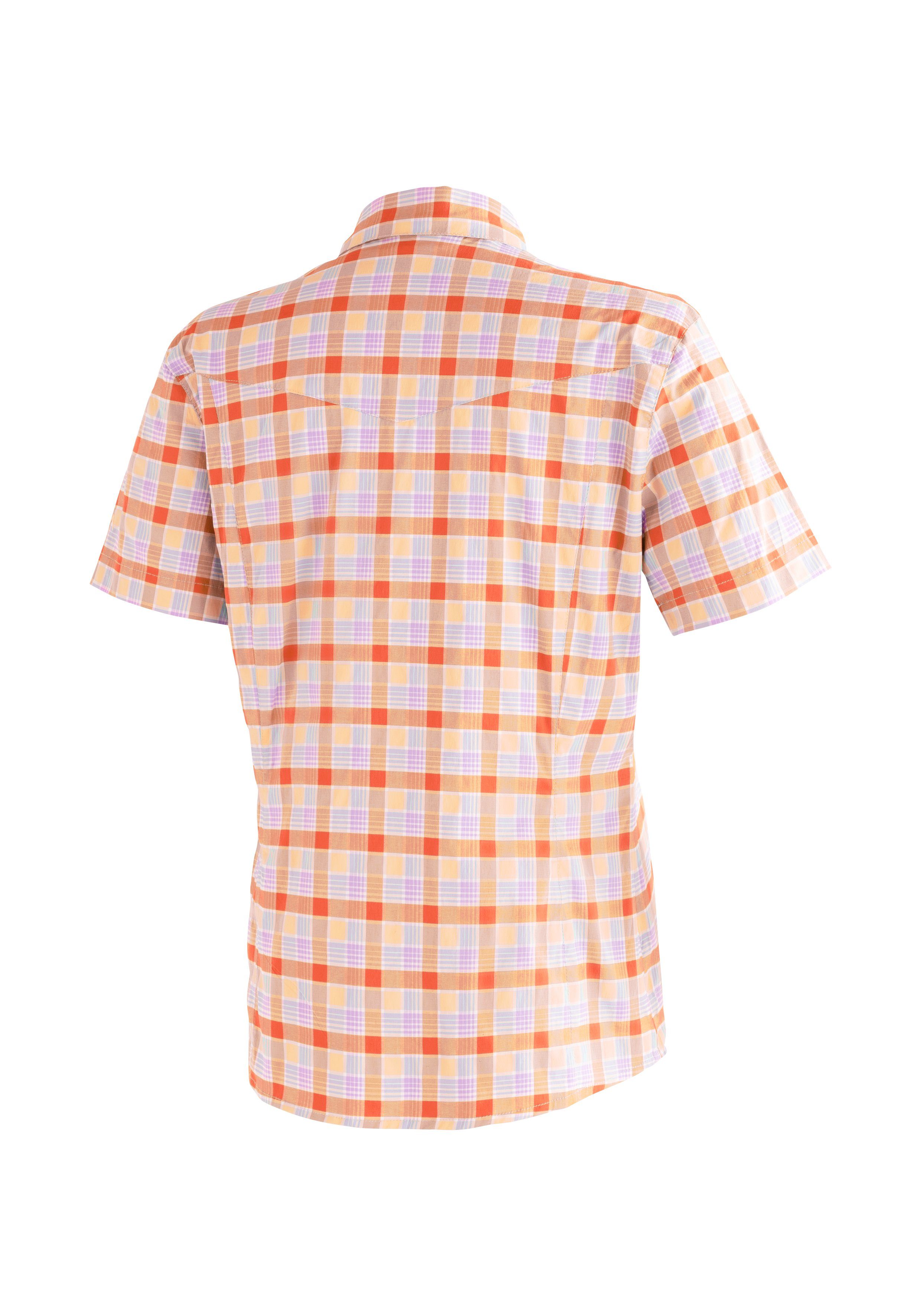 Maier Sports Outdoorbluse Kendra S/S W Damen Kurzarmbluse, pflegeleichte Karobluse