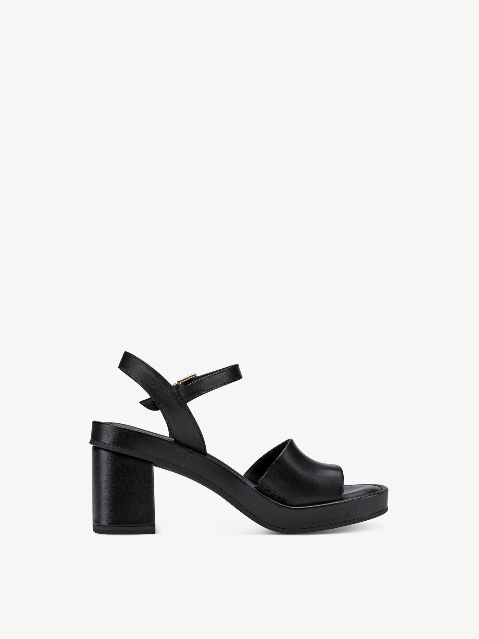 Sandale à talon en cuir - noir
