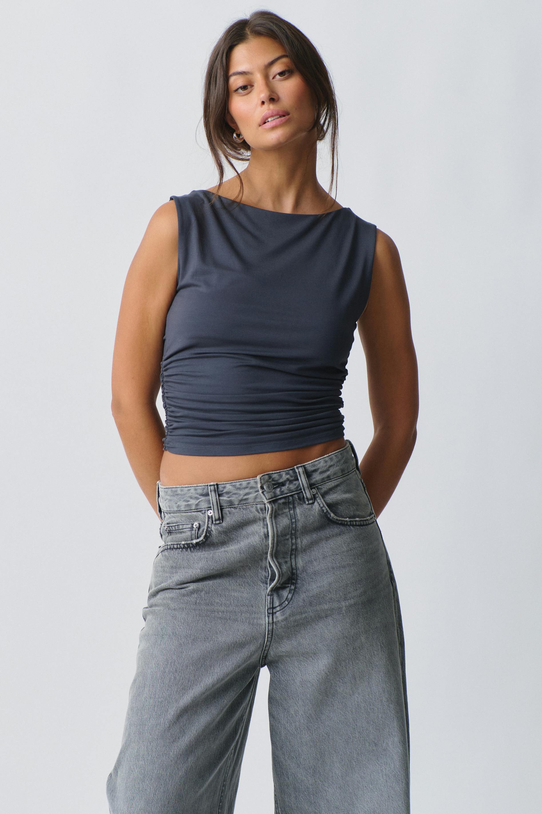 Soft touch boatneck top