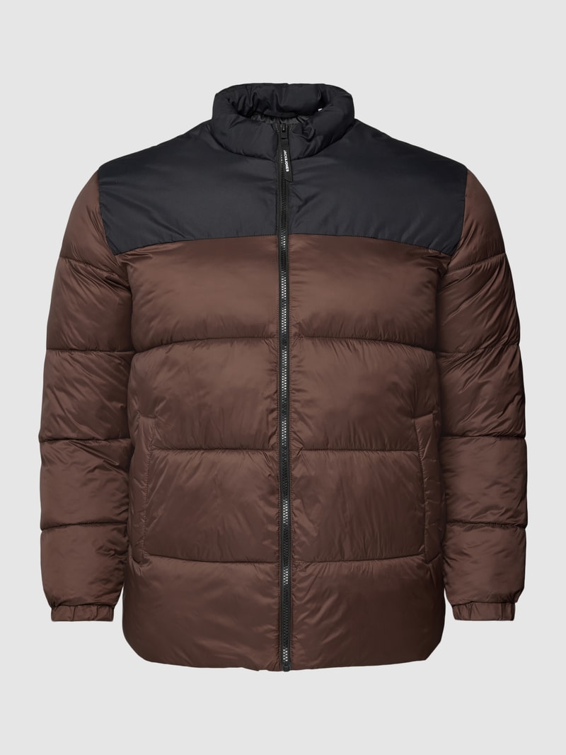 PLUS SIZE Steppjacke im Two-Tone-Design Modell 'TOBY' in dunkelbraun