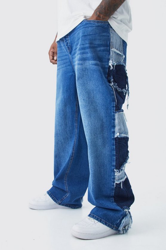 Plus lockere Patchwork Jeans