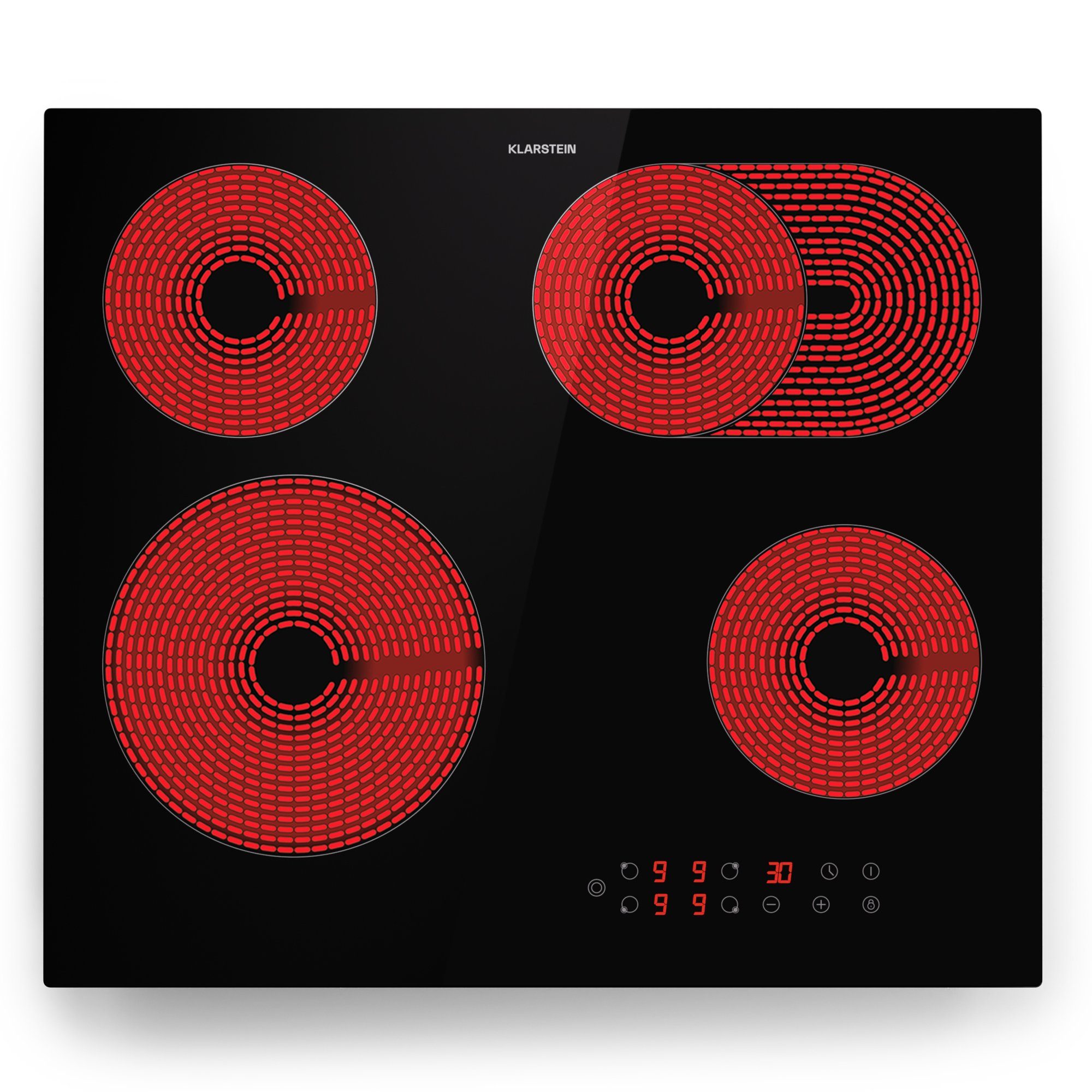 Klarstein Induktions-Kochfeld CP4-Virtuosa4-Plus.B CP4-Virtuosa4-Plus.B, Kochfelder Induktion Hob 4 Zonen 6500 W
