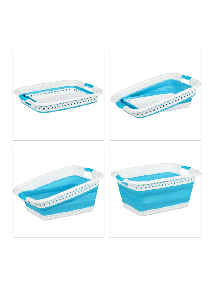 relaxdays Wäschekorb in Petrol - (B)61 x (H)27 x (T)45,5 cm günstig kaufen onesize