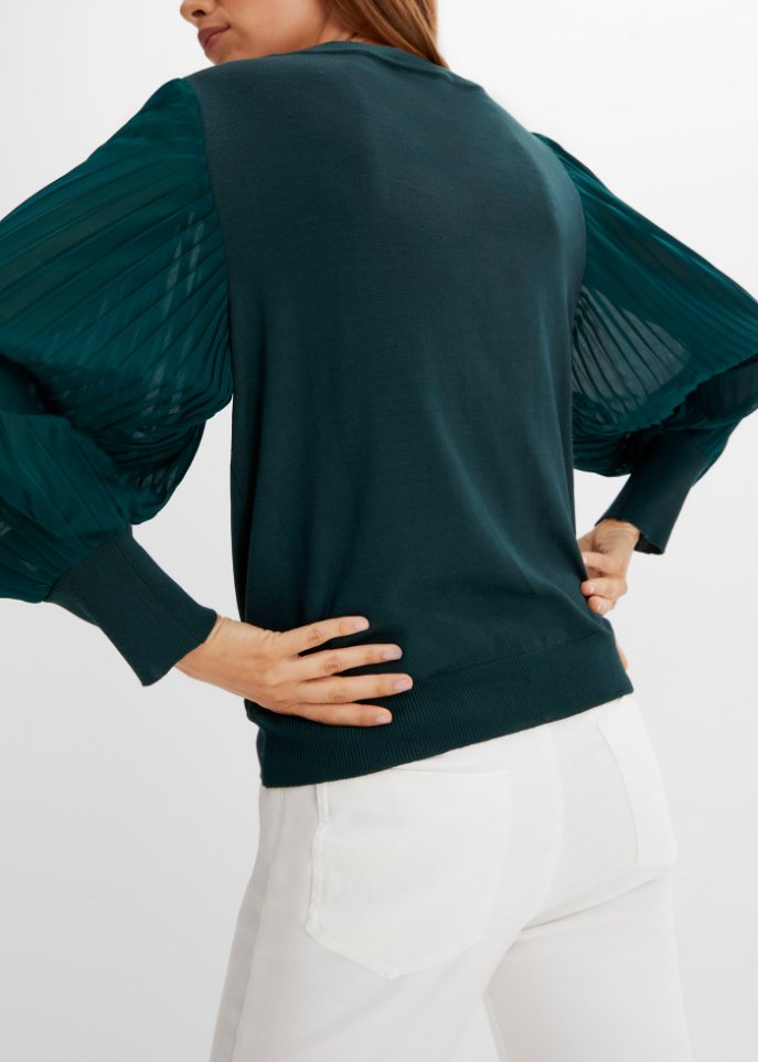 Pullover mit plissierten Ärmeln