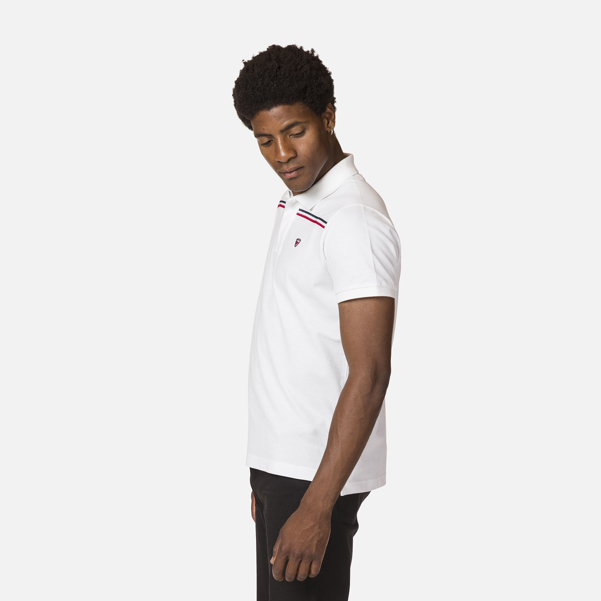 Polo logo avec rayure homme