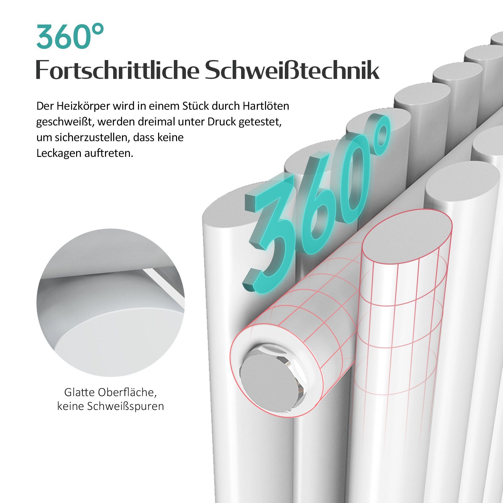 EMKE Heizkörper EMKE Design Heizkörper Oval Paneelheizkörper Heizung, Weiß / Anthrazit Horizontaler Seitenanschluss Doppellagig