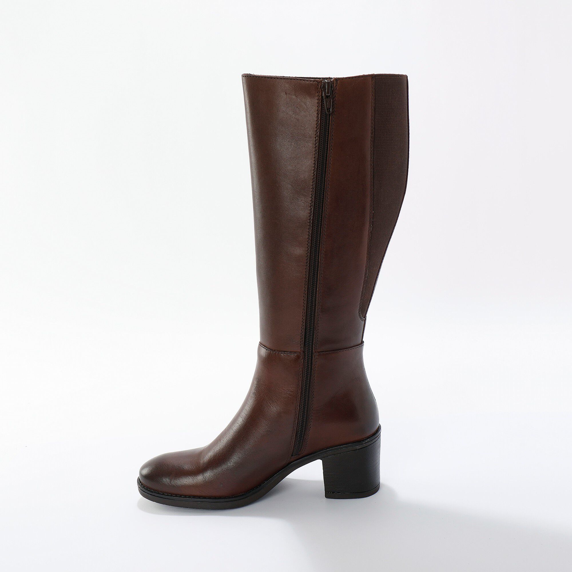 Bottes montantes à talons en cuir