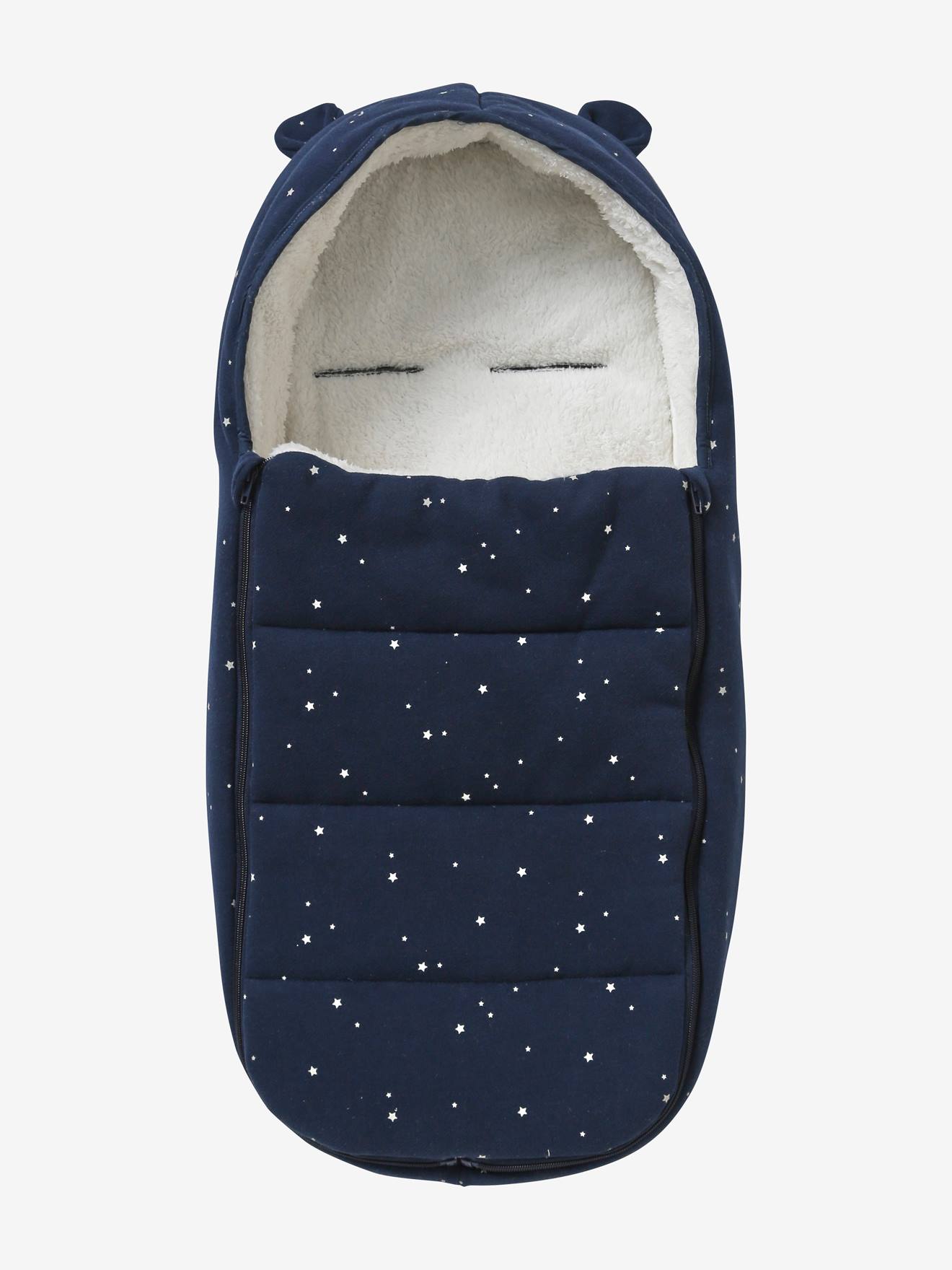 Vertbaudet Sweat-Fußsack für Kinderwagen & Babyschale - dunkelblau polarstern
