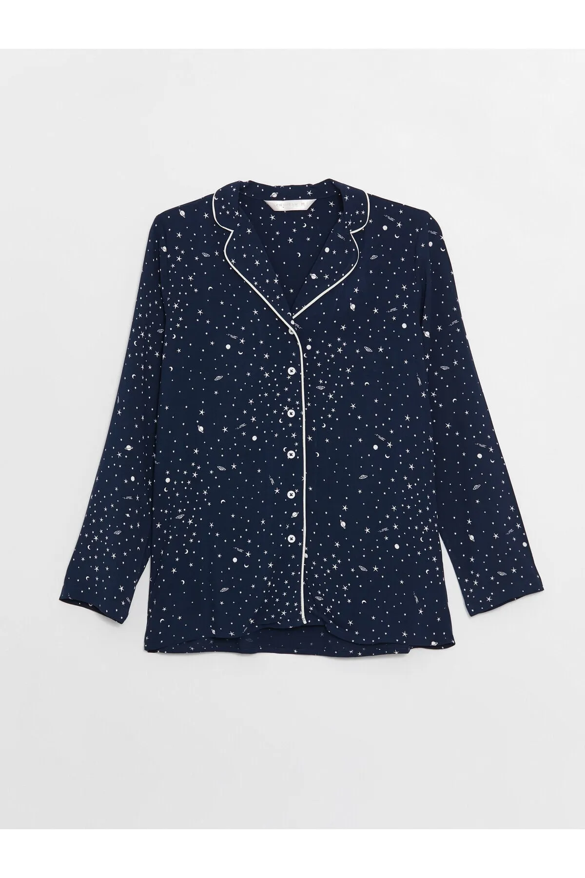 LC Waikiki  Gemustertes, langärmliges Damen-Pyjama-Set mit Hemdkragen