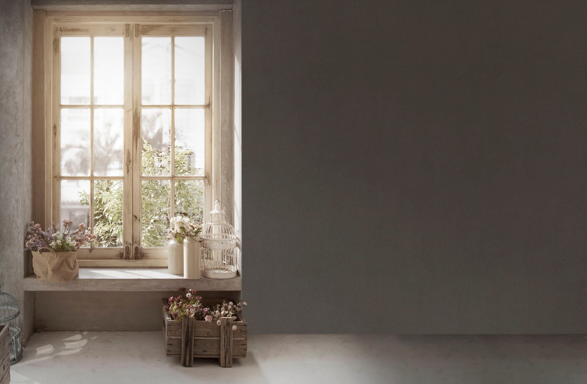 living walls Vliestapete My Home My Spa, strukturiert, Ton-in-Ton, unifarben, Uni Tapete Einfarbig