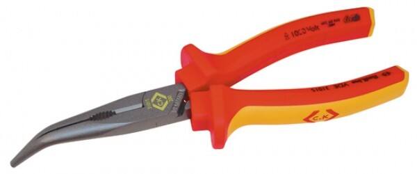 C.K ToolsGebogene Spitzzange 431015 Gesenkgeschmiedeter Chrom-Vanadium-Stahl Rot, Gelb