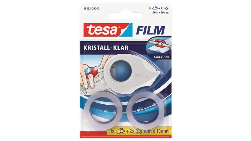 tesafilm® Mini Abroller inkl. 2x tesafilm kristall-klar 10m x 19mm sortiert 10 m transparent