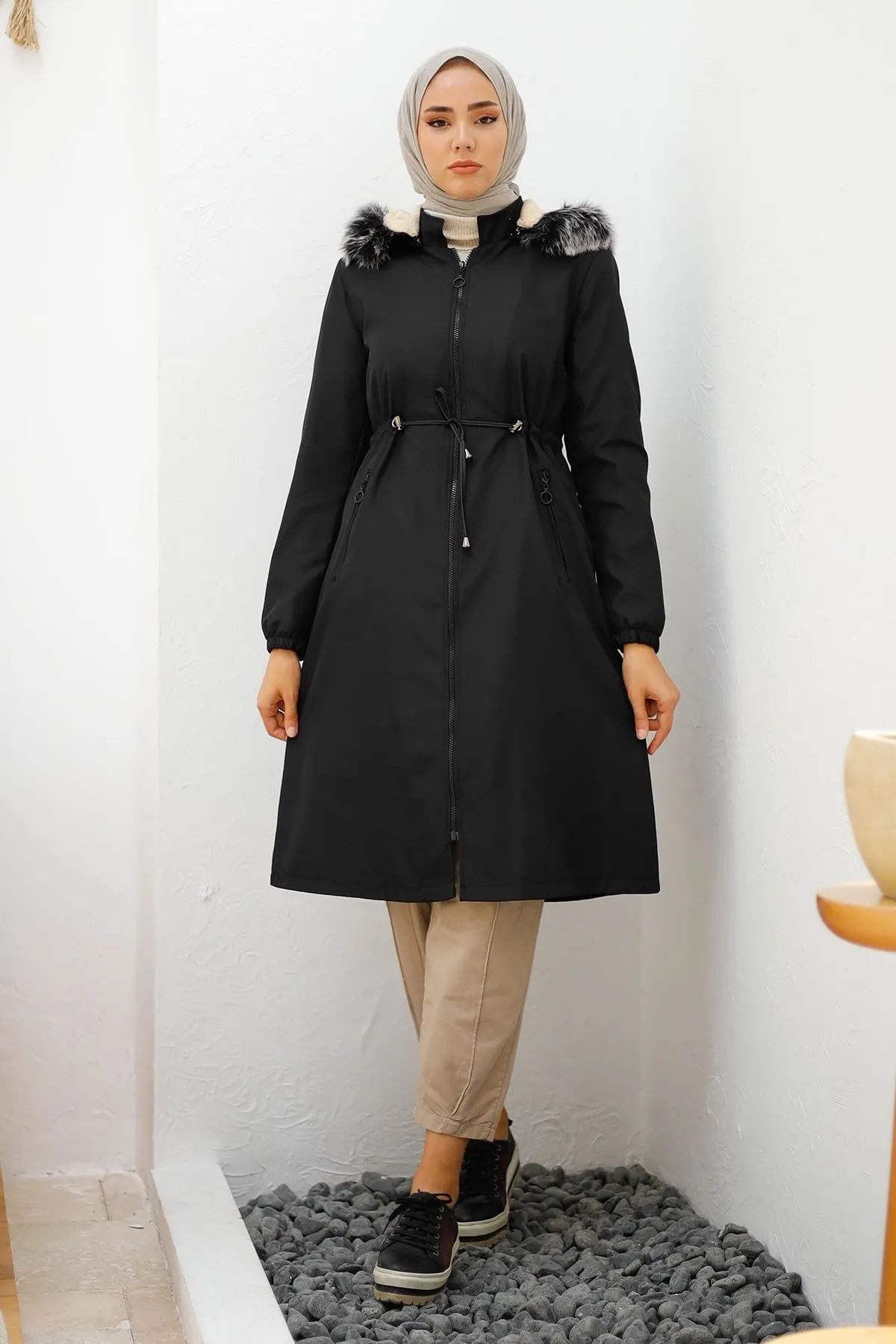 InStyle  4601 Regenjacke mit Fleece-Innenseite – Schwarz