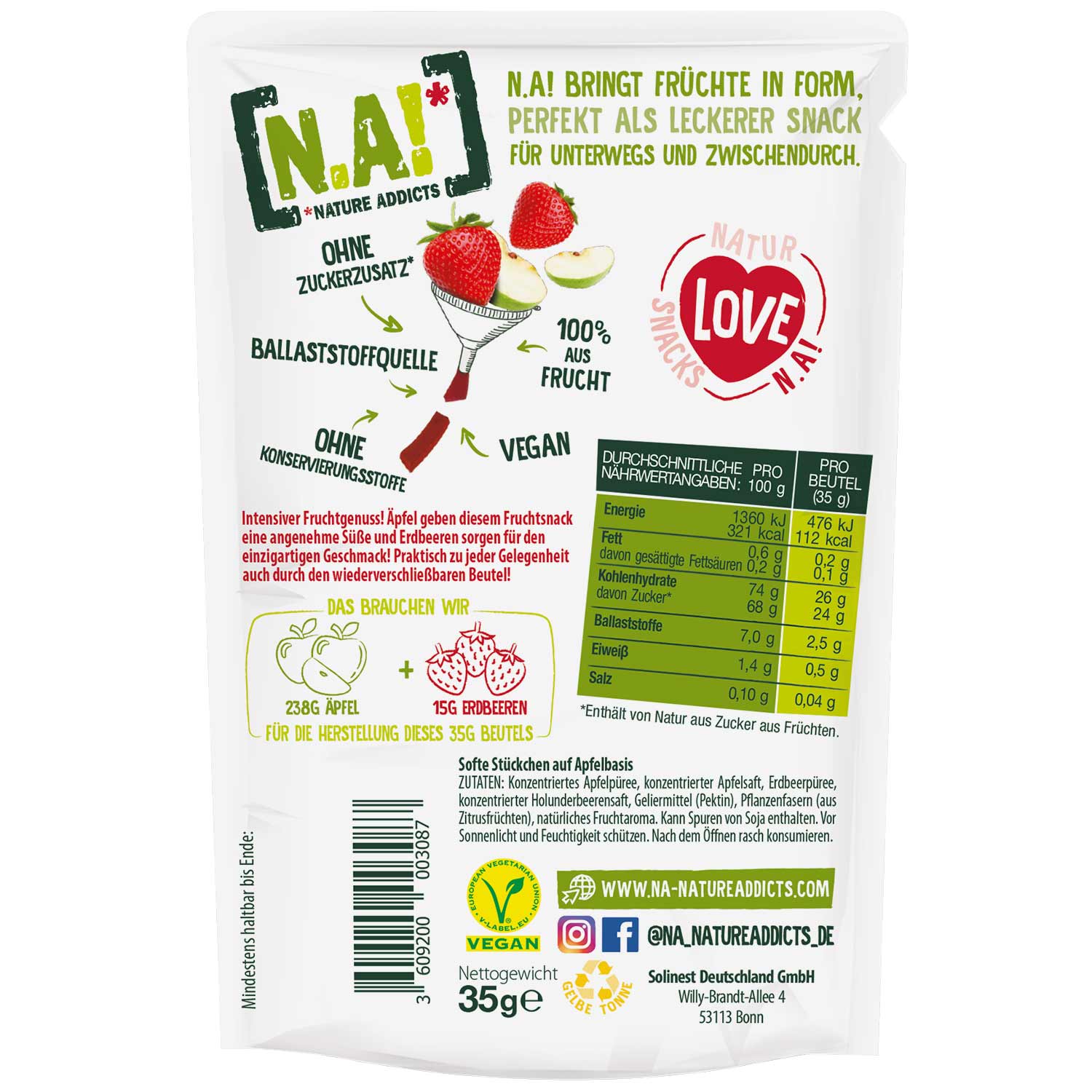 N.A! Nature Addicts Frucht Snack Erdbeere 35g