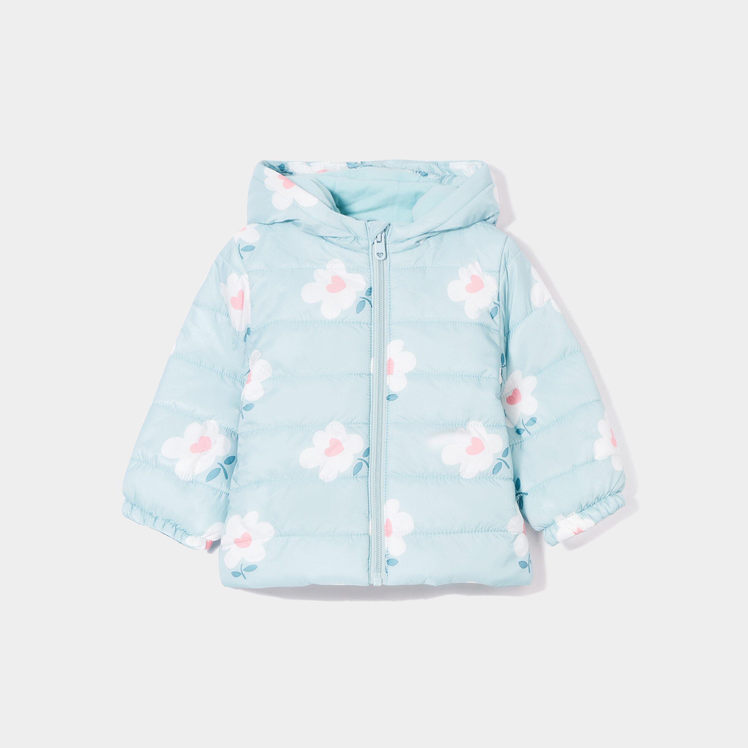 Doudoune oversize zippée à capuche bleu gris bébé fille | La Halle
