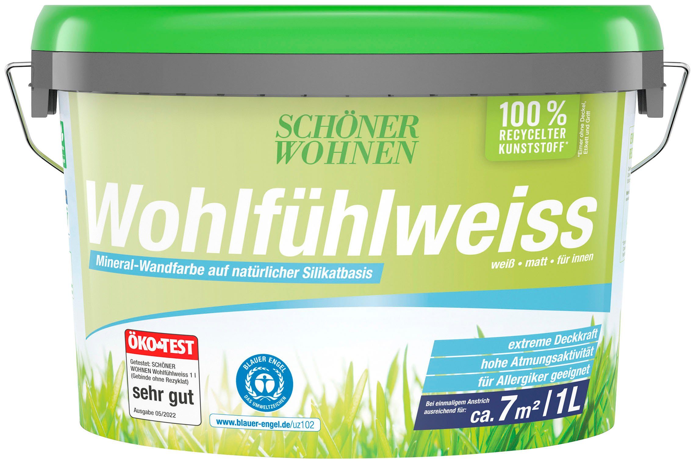 SCHÖNER WOHNEN FARBE Wand- und Deckenfarbe Wohlfühlweiss, 1 Liter, weiß, Mineral-Wandfarbe - allergikergeeignet