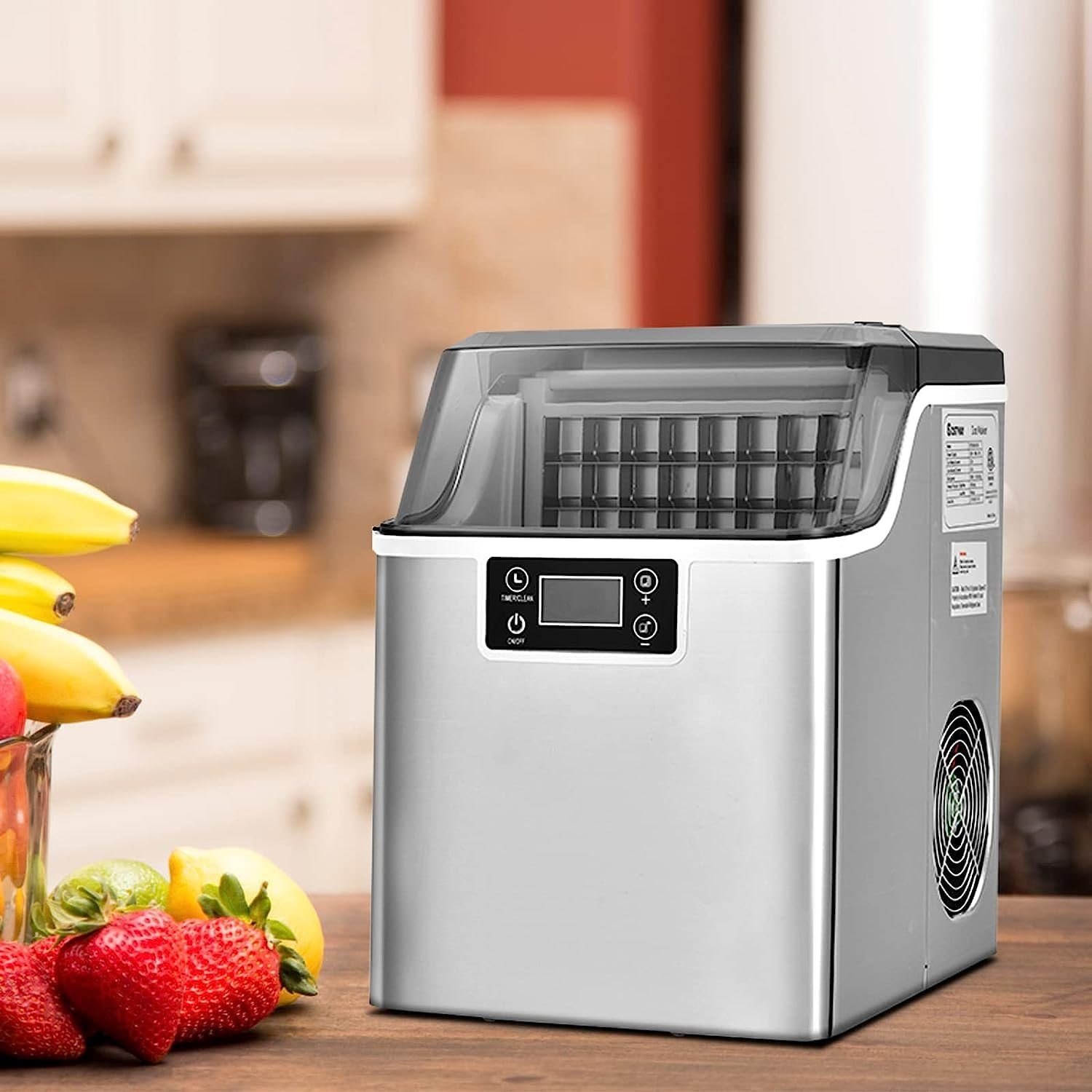 KOMFOTTEU Eiswürfelmaschine, 18 kg/24 Std., mit 3,2 L Wassertank & 1,2 kg Eiskorb