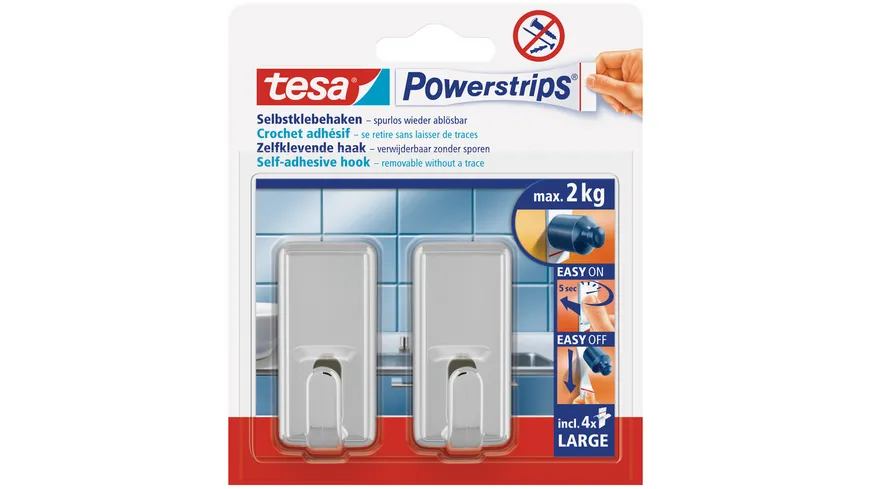 tesa Powerstrips® Haken Large Classic chrom chrom