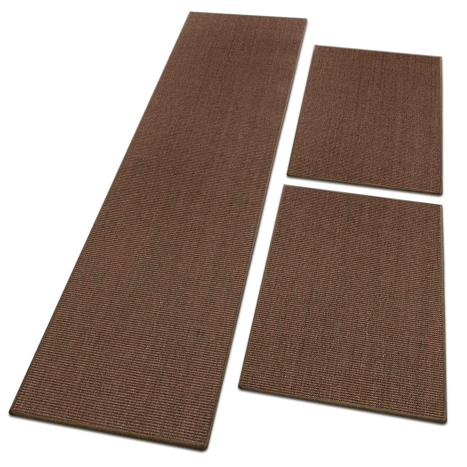 Bettumrandung Sylt Dunkelbraun, 3 Größen, Teppichläufer, ideal im Schlafzimmer Floordirekt, Höhe 6 mm, (3-tlg), Sisal