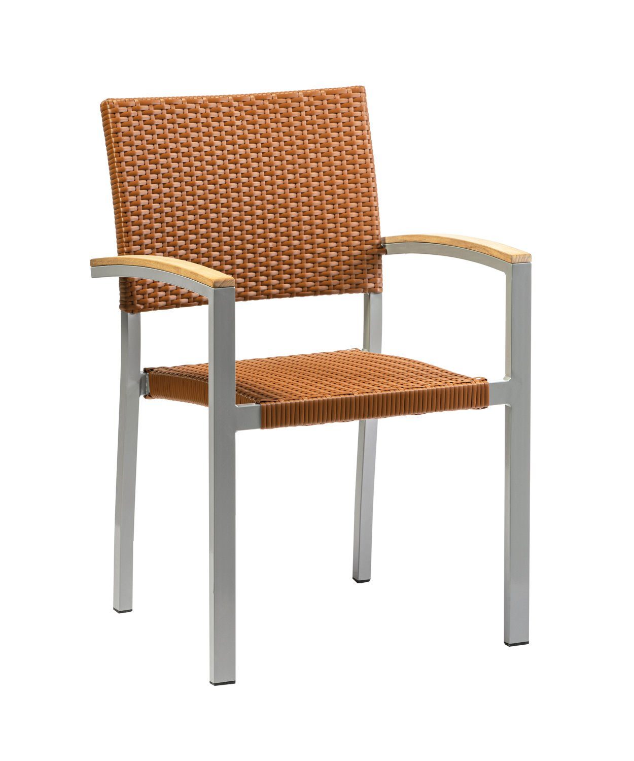 Konway Stapelstuhl BORNEO (4 St), 4x KONWAY® BORNEO Stapelsessel Braun Premium Polyrattan Sessel