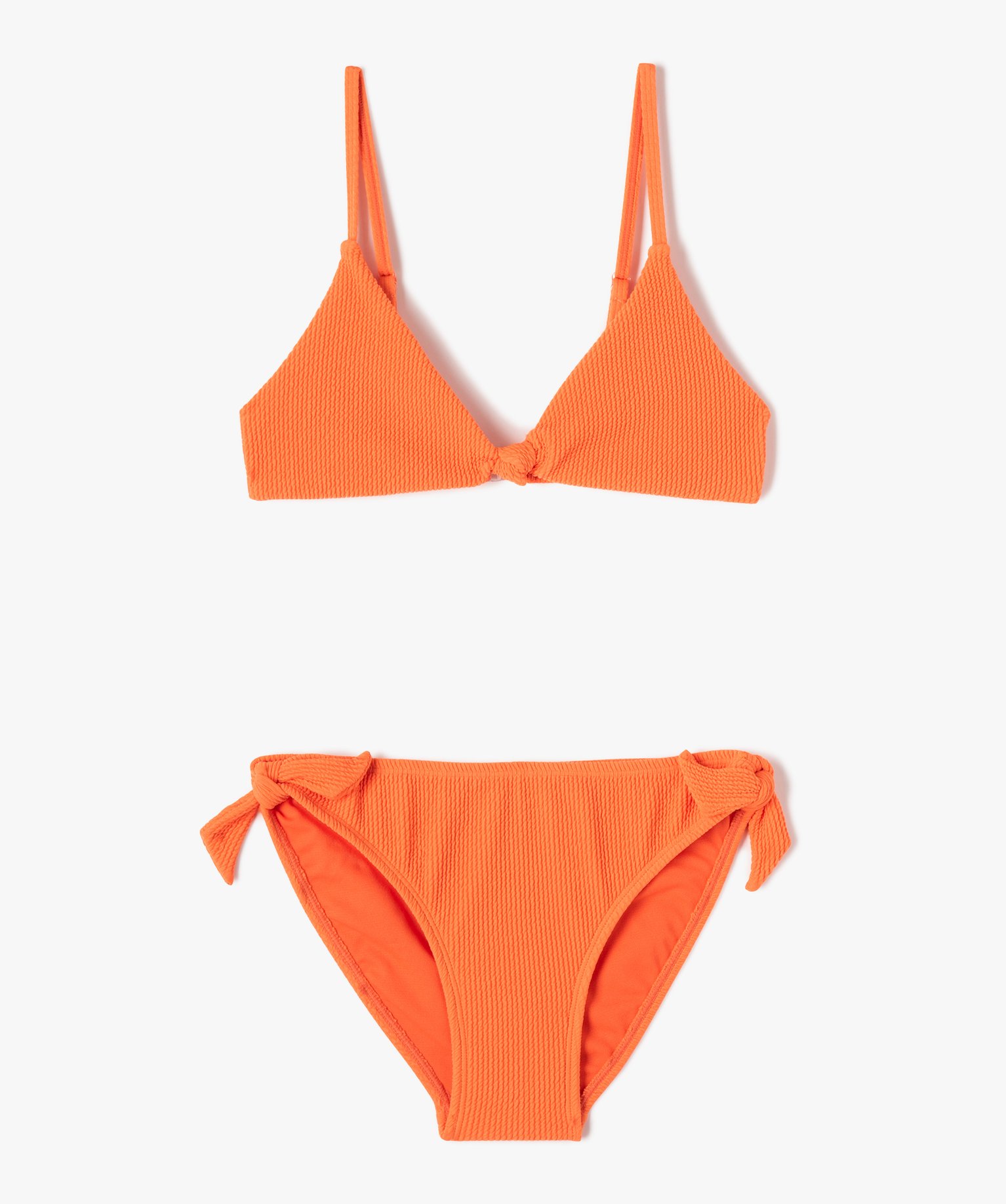 Maillot de bain fille 2 pièces avec haut triangle orange | GEMO