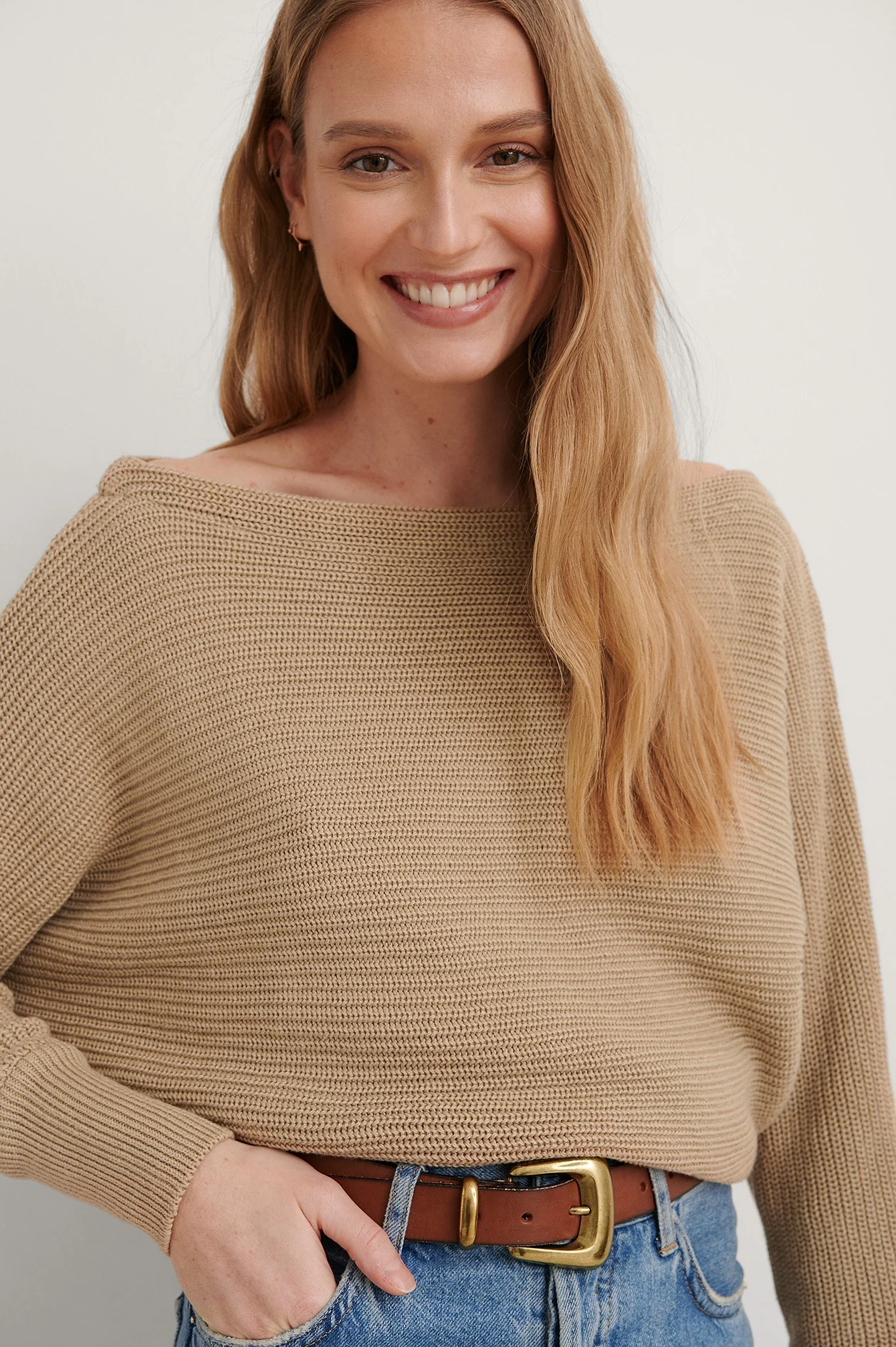 Off Shoulder Knitted Sweater