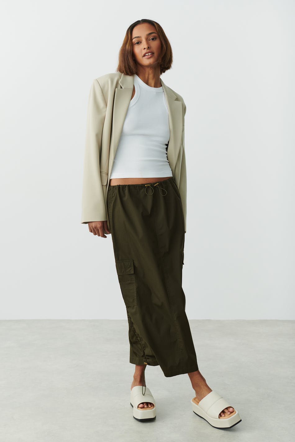 Long cargo skirt