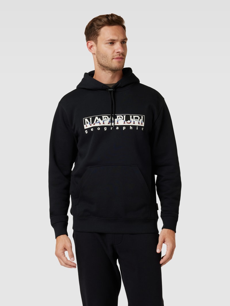 Hoodie mit Label-Print in schwarz