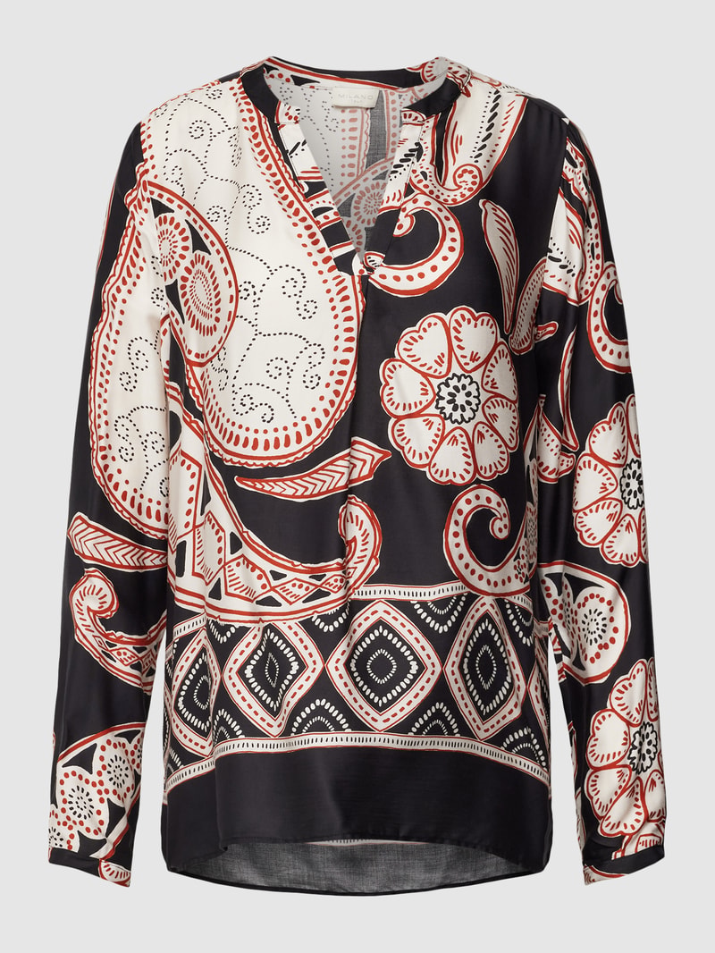 Blusenshirt mit Allover-Muster in schwarz