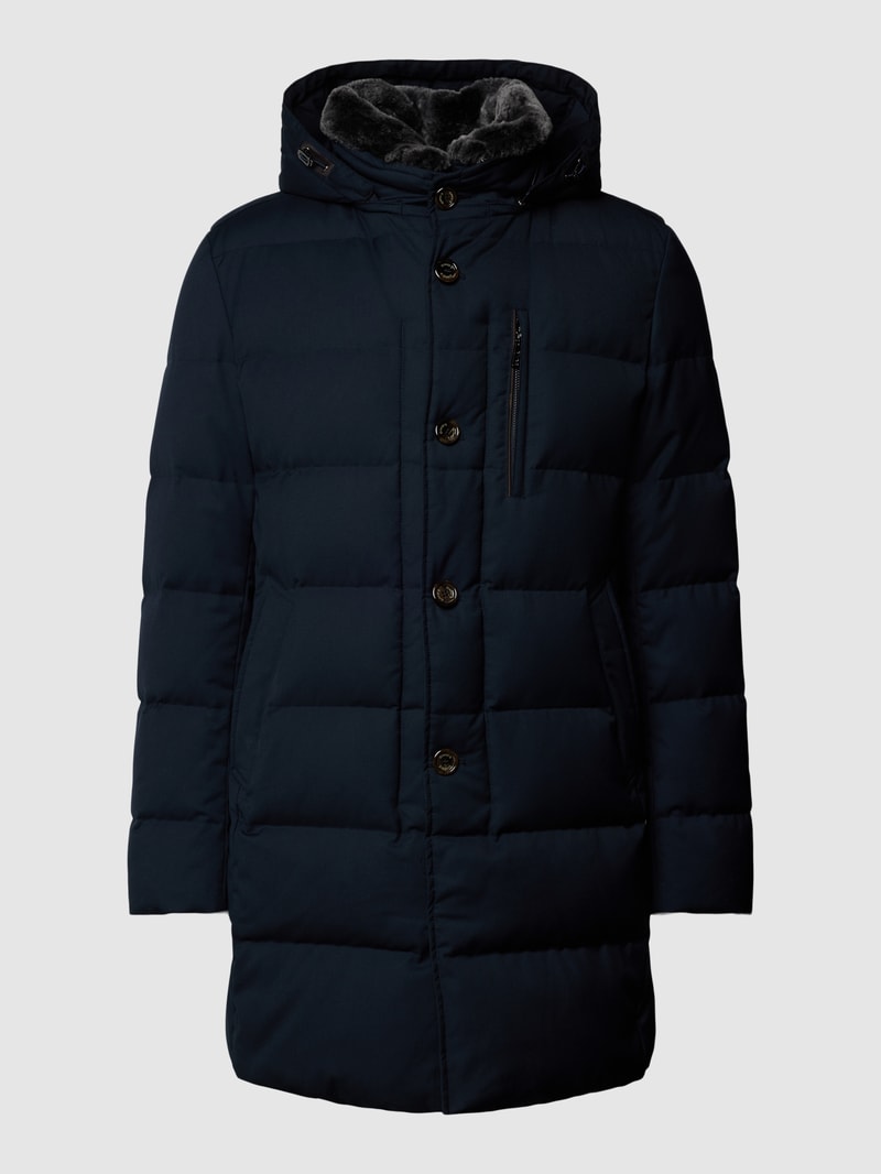 Steppmantel mit Kapuze in marineblau