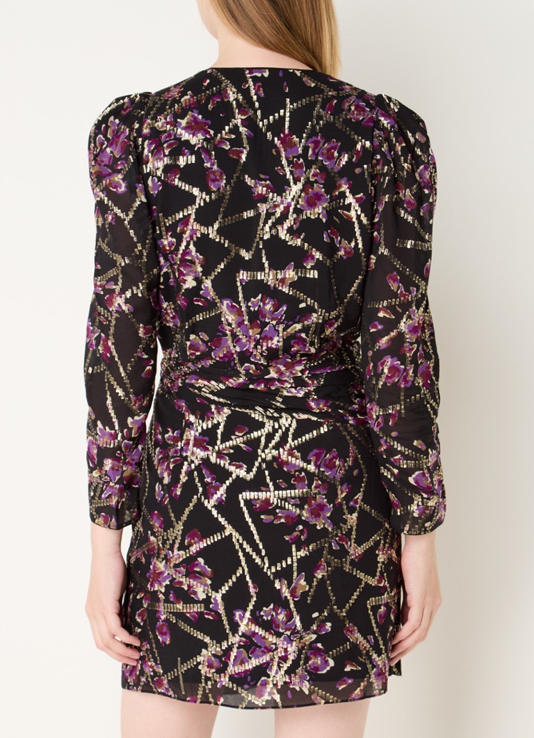 Vestido túnica curto Dola da ba&sh em mistura de seda com estampa e lurex.