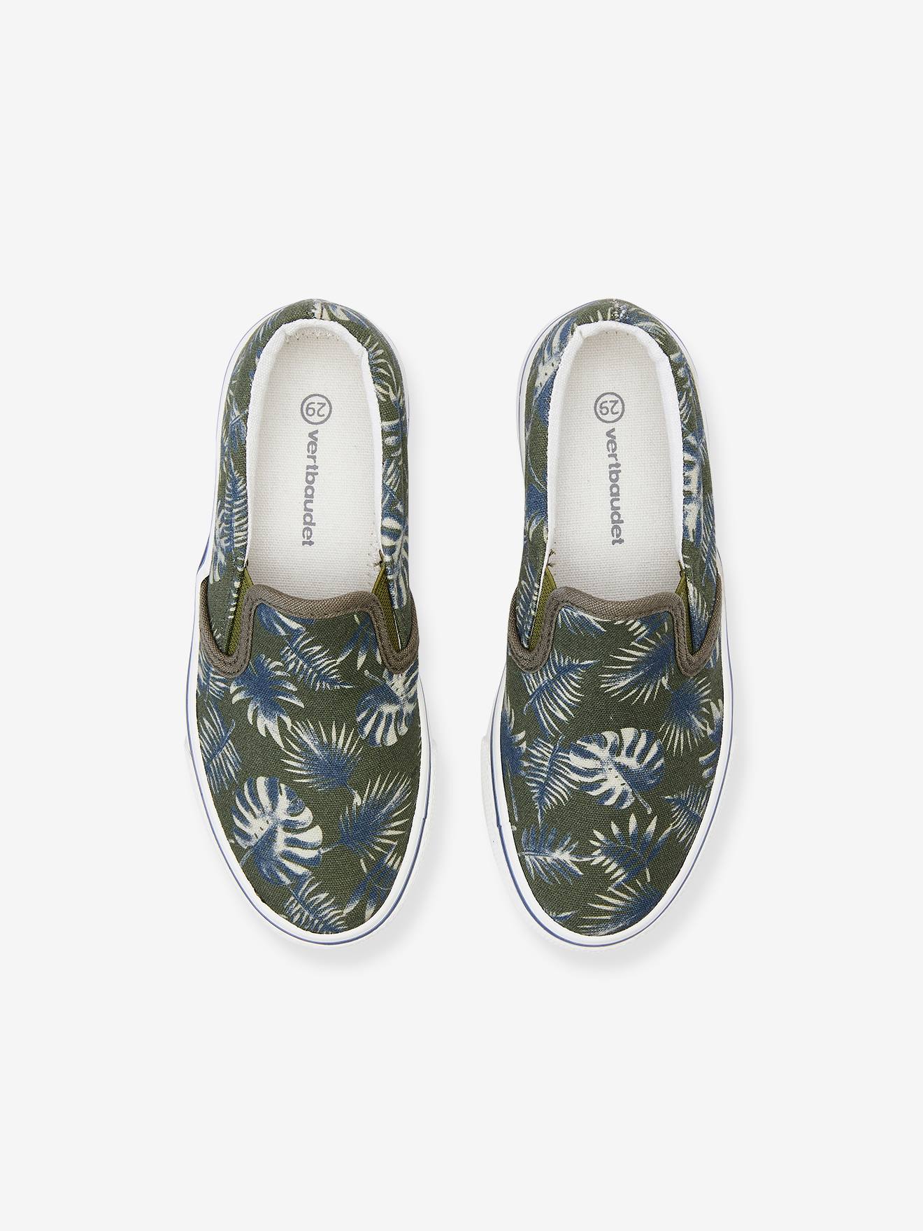 Vertbaudet Jungen Slip-on-Sneakers - khaki bedruckt tropical