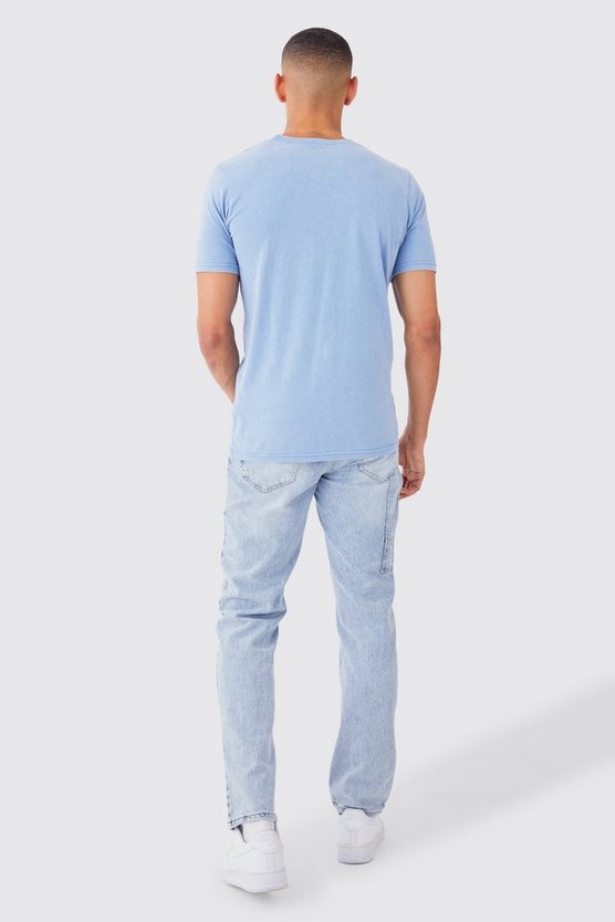 Slim-Fit Rundhals T-Shirt mit Acid-Waschung
