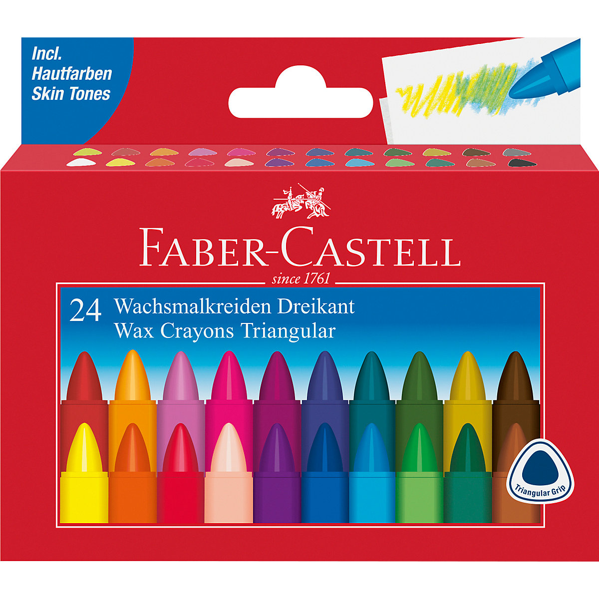Dreikant-Wachsmalkreiden TRIANGULAR, 24 Farben