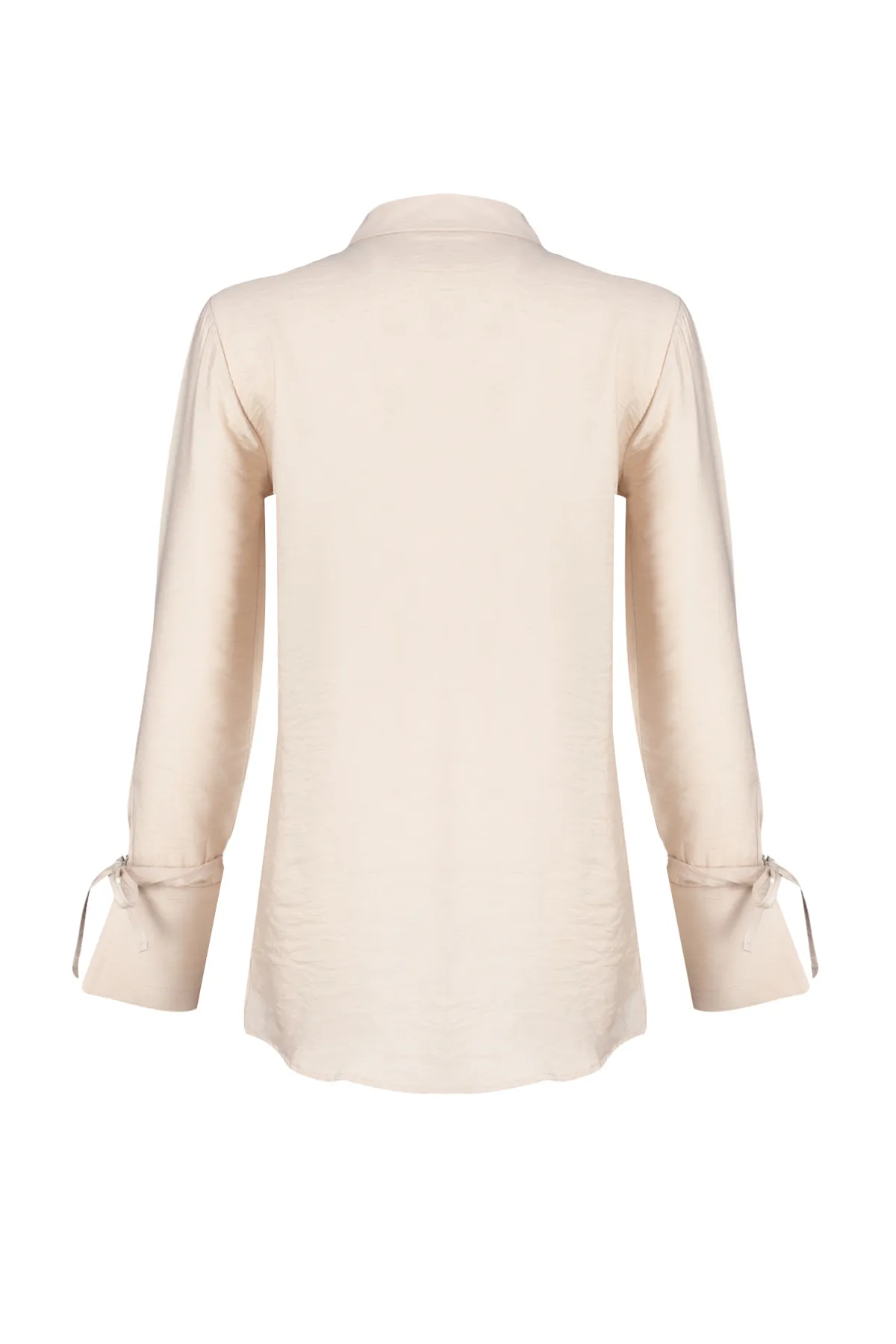 Trendyol Modest  Steinfarbenes, plissiertes Hemd mit Schnürung und detailliertem Webmuster TCTSS24TG00036