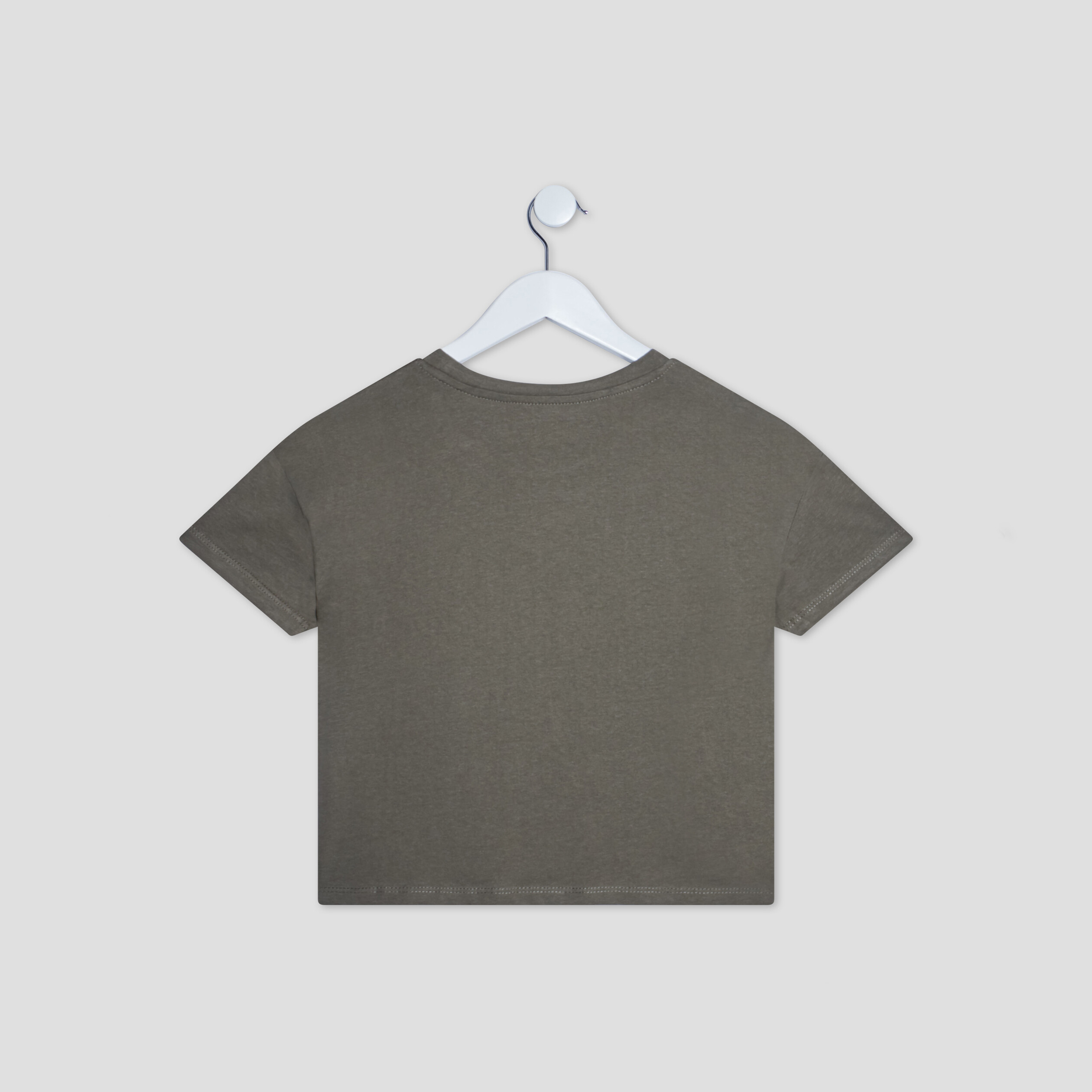 T-shirt cropped manches courtes vert kaki femme | La Halle
