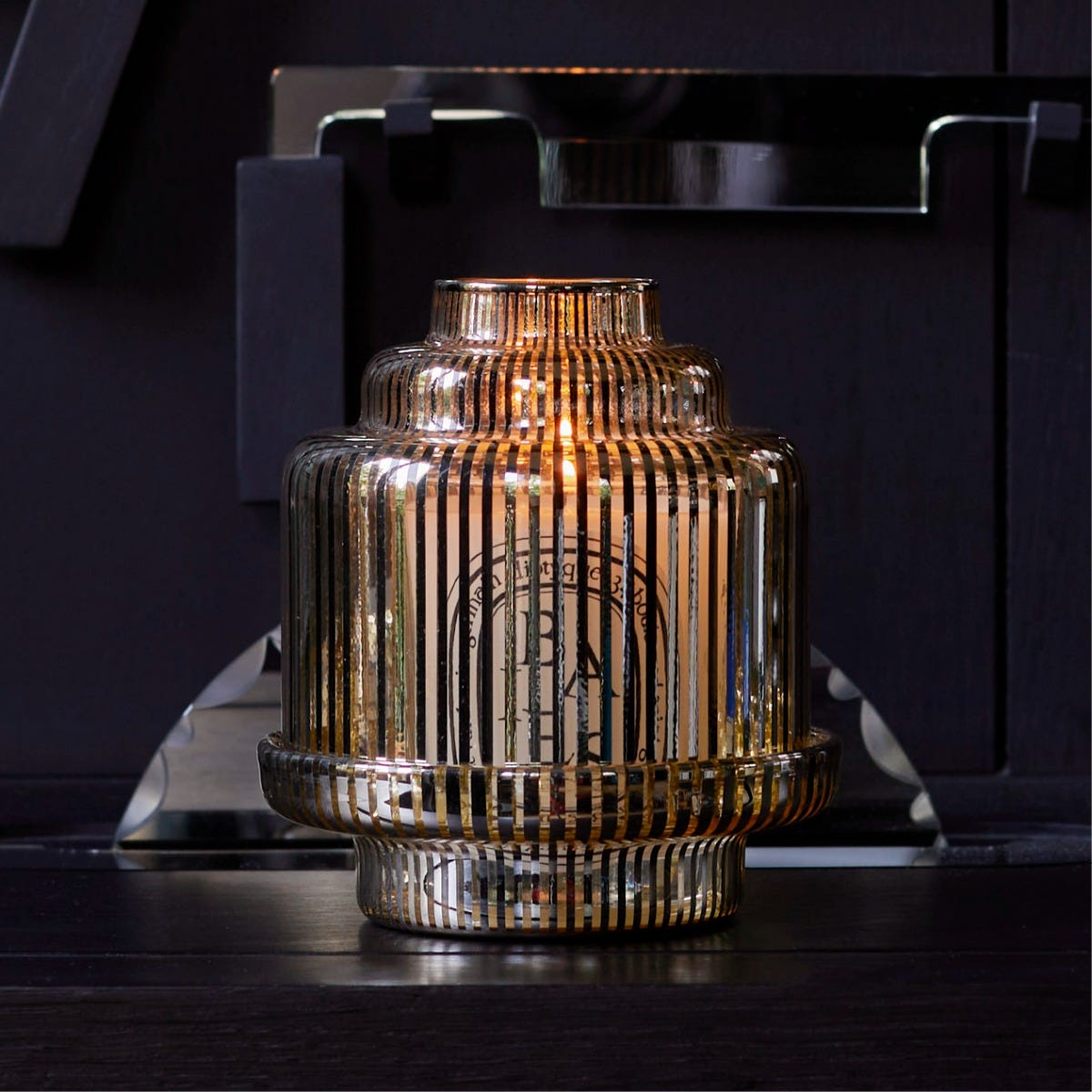 Photophore Pyramide or - Pour bougie modèle classique