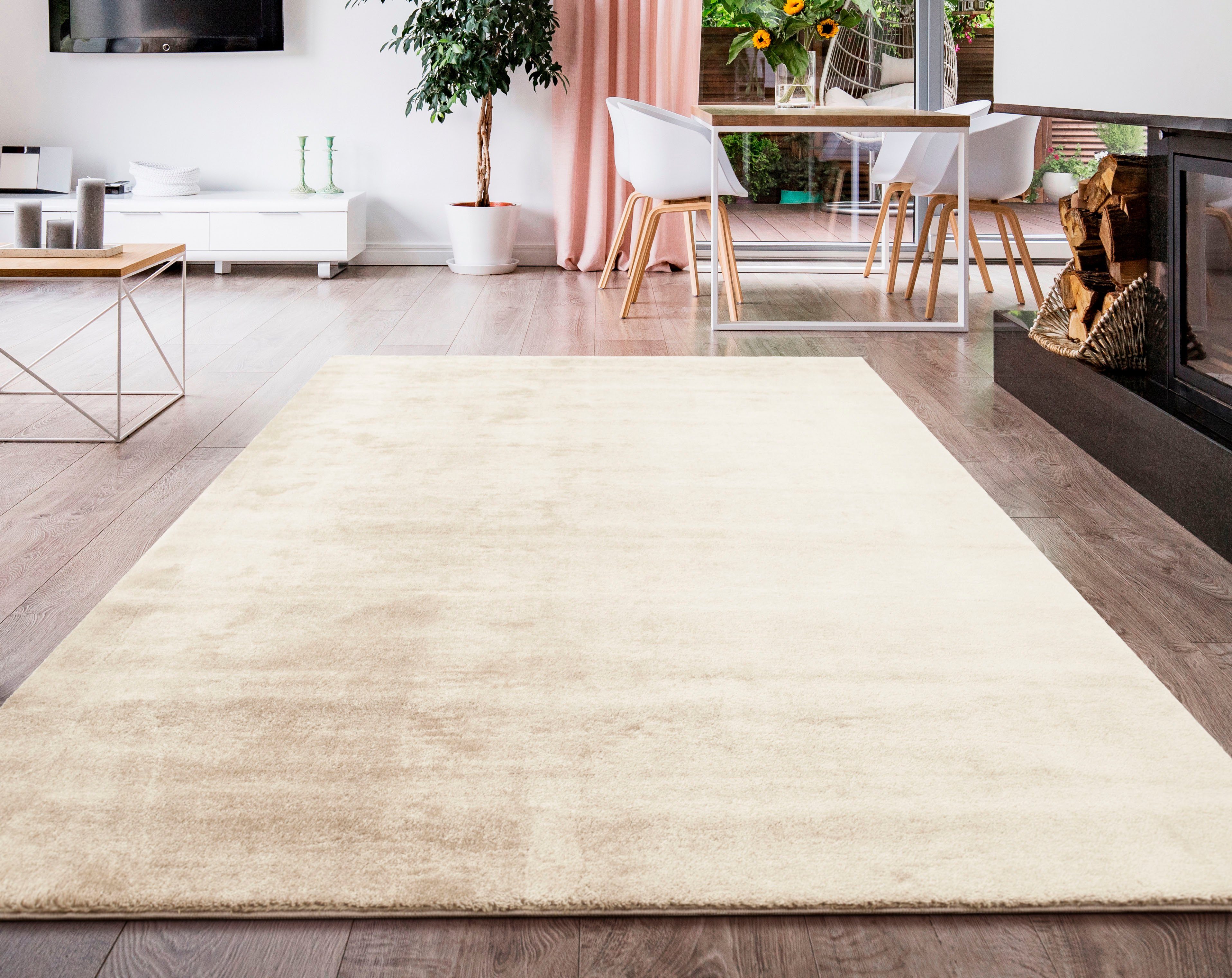 Teppich Cadiz 630, Paco Home, rechteckig, Höhe: 22 mm, Uni-Farben, besonders weich, waschbar, auch als Läufer erhältlich