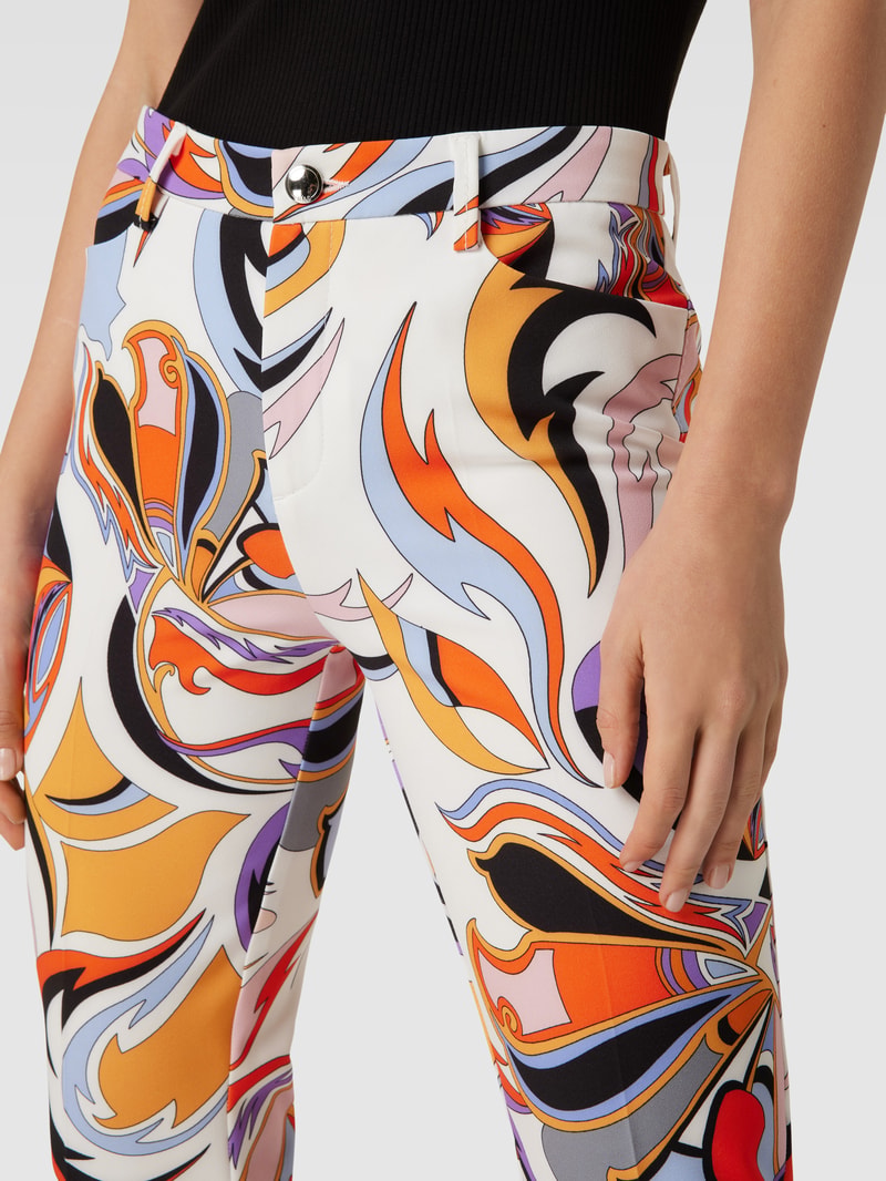 Chino mit Allover-Print Modell 'AIDA KICK' in weiss