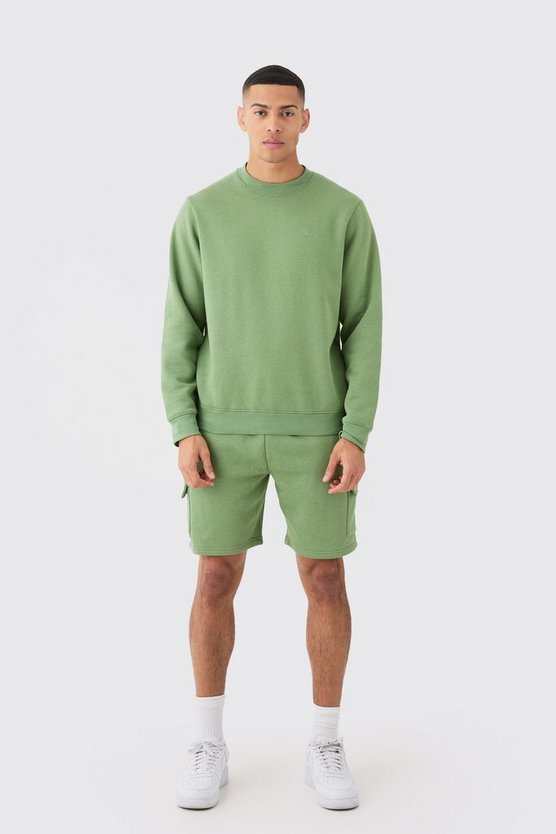Kurzer Man Signature Cargo Sweatshirt-Trainingsanzug