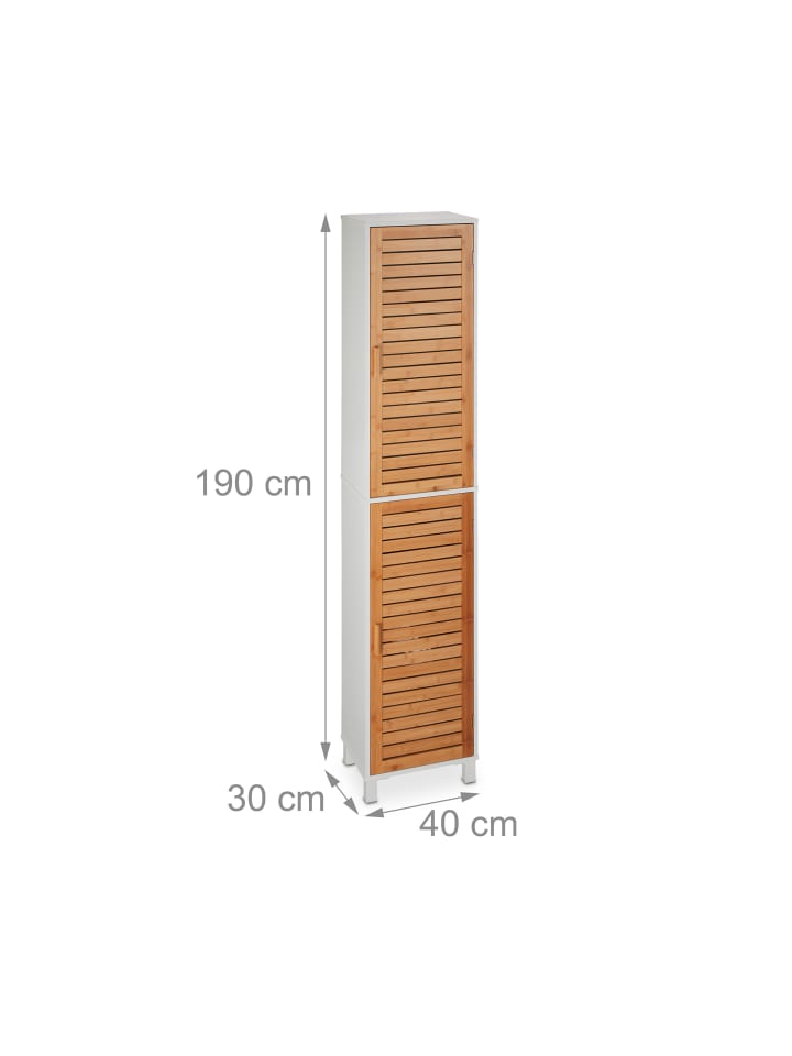 relaxdays Badezimmerschrank in Weiß/ Natur - (B)40 x (H)190 x (T)30 cm günstig kaufen onesize