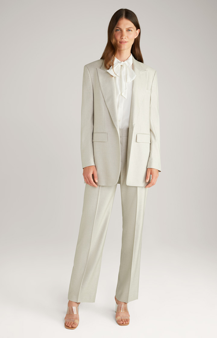 Jersey-Long-Blazer in Hellbeige meliert