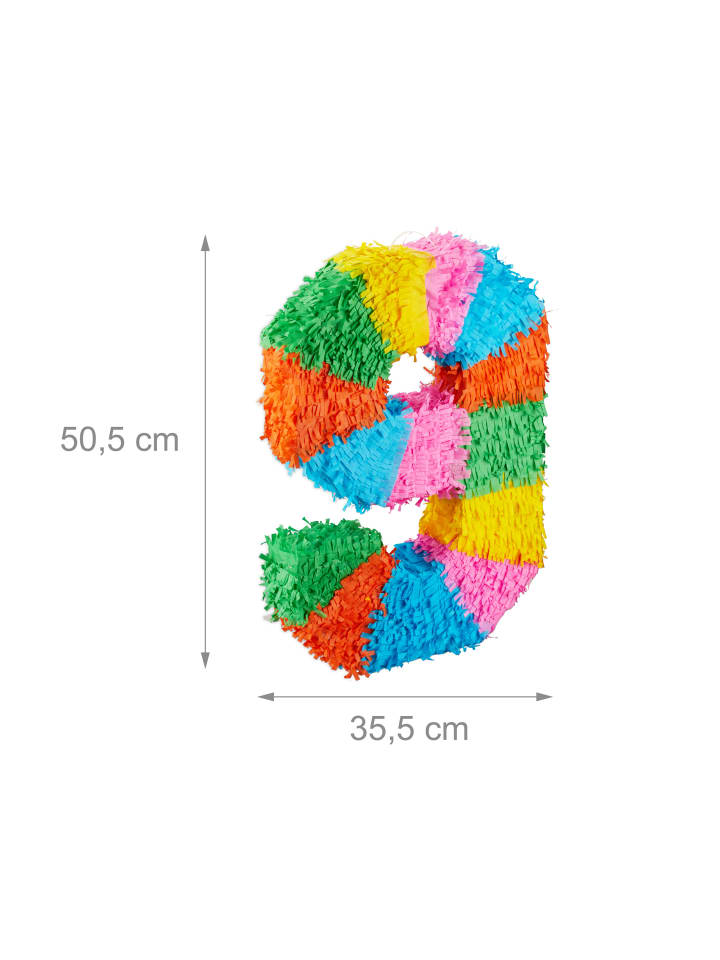 relaxdays Pinata Zahl 9 in Bunt günstig kaufen onesize