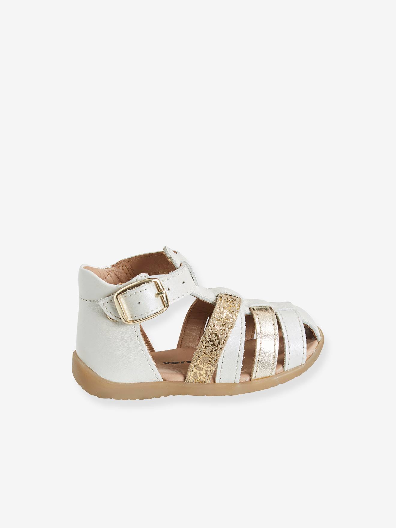Sandales cuir bébé premiers pas bleu pâle