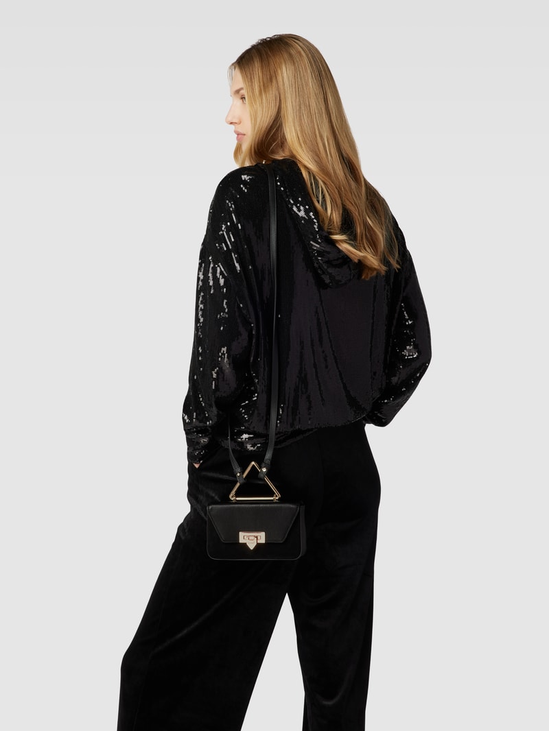 Umhängetasche mit Label-Detail Modell 'Toast Black Suede Gold' in schwarz