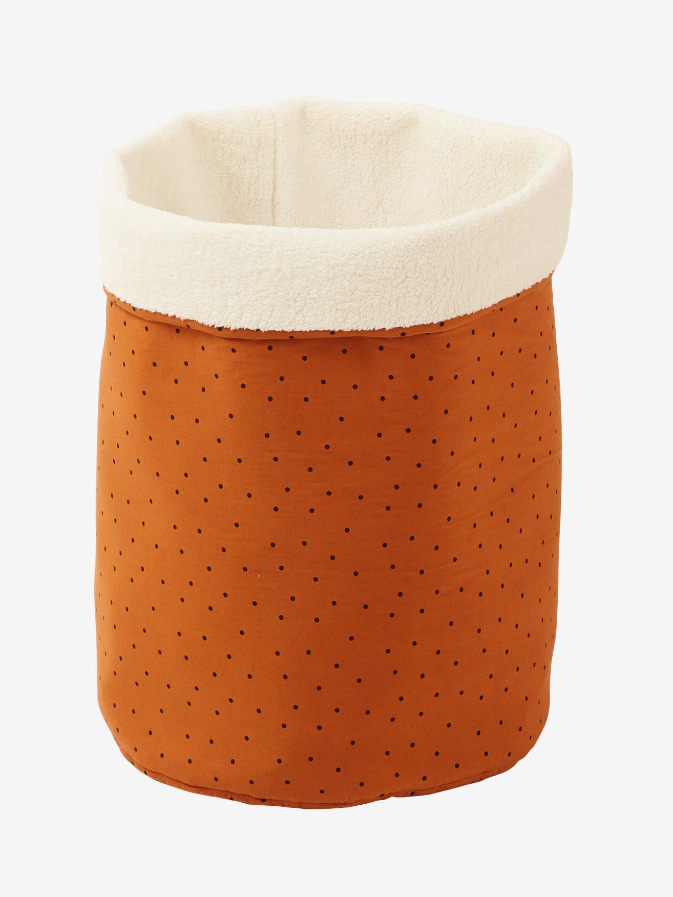 Panier XL réversible fausse fourrure bouclette blanc/caramel imprimé
