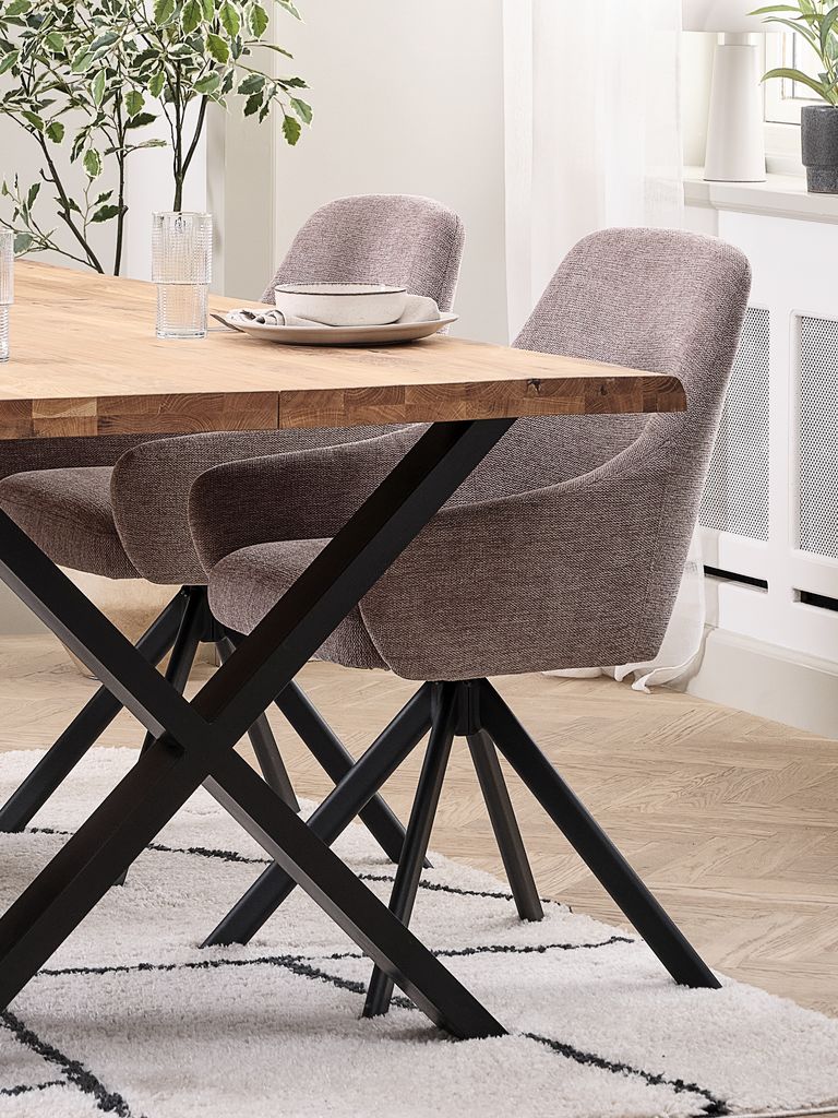 ROSLEV ROSTRUP ROSLEV L200 mesa carvalho natural 4 cadeiras ROSTRUP areia/preto