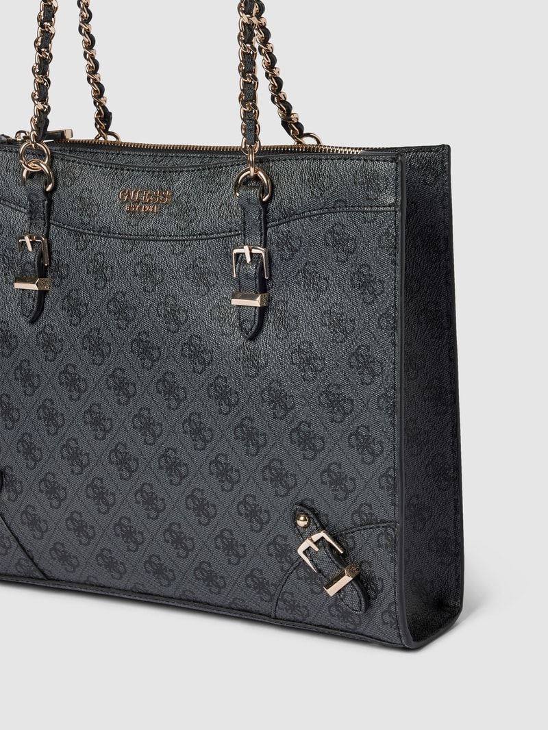 Tote Bag mit Label-Print Modell 'DIDI' in schwarz